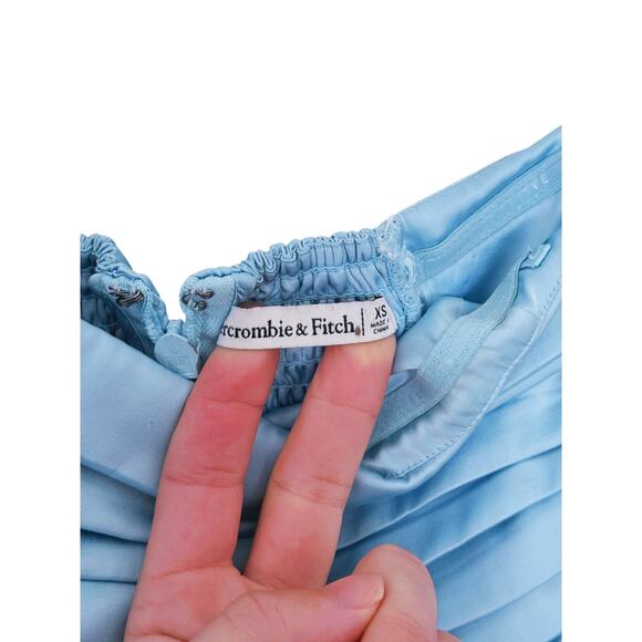 Abercrombie & Fitch Emerson Satin Strapless Midi Dress Size XS Pastel Blue Event - Picture 6 of 12